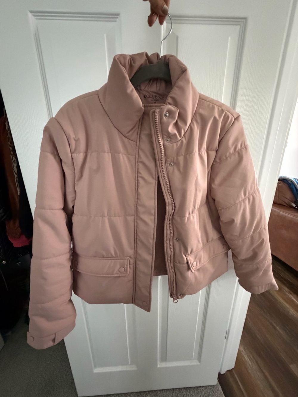 Mauve Quilted Cropped Puffer Jacket